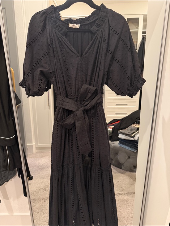 Mille Dresses & Skirts - Black Eyelet Maxi Dress with Tie Waist